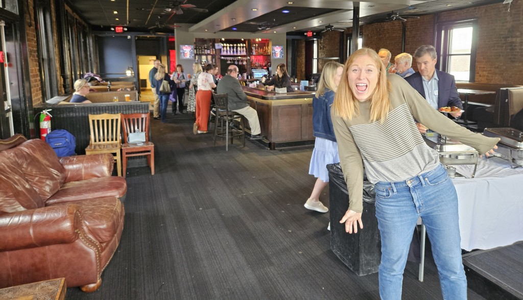 Thursday happy hour at an oyster bar. Katie Fuller of Business Expert Press says hello.